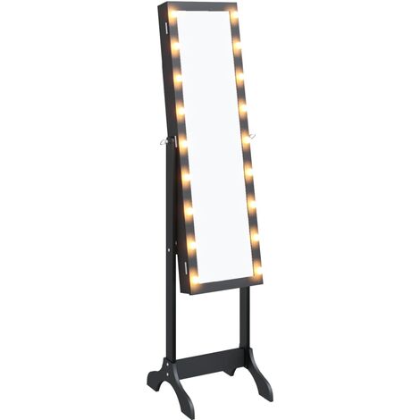 Espejo de pie con LED negro 34x37x146 cm vidaXL