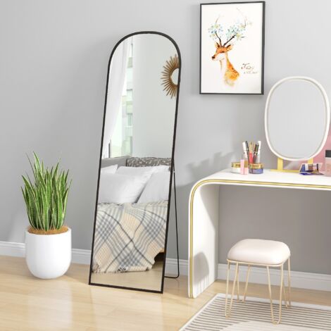 Espejo de pie de cuerpo entero - 161,5 x 50 cm - base de aleación de aluminio - ideal para salón o dormitorio - negro
