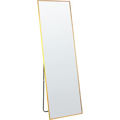 Espejo de pie de metal dorado 50 x 156 cm soporte marco ovalado moderno Beauvais