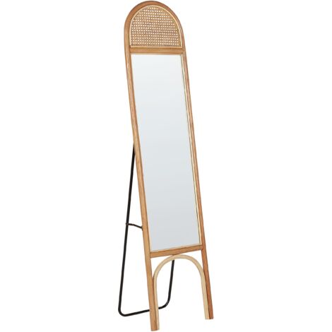 Espejo de pie elegante de ratán 168x41 cm estilo boho salón dormitorio accesorios para el hogar natural Brussey