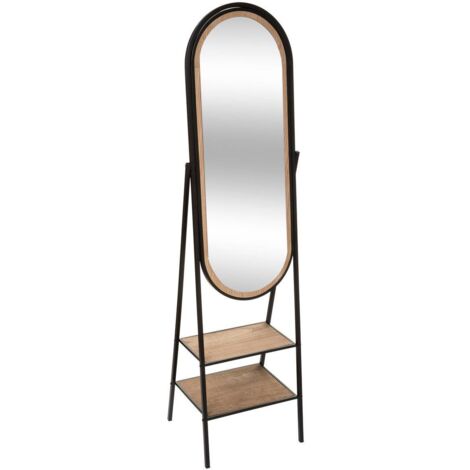 Espejo de pie «Mael» negro - metal y madera 160 x 44 cm - Atmosphera créateur d'intérieur