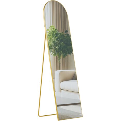 Espejo de pie o de pared 140 × 40 cm marco fino diseño elegante marco de metal dorado brillante 140x40 cm cristal dorado brillante 100008439