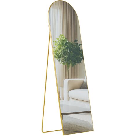 Espejo de pie o de pared 160 x 50 cm marco fino diseño elegante 160x50 cm marco de metal dorado brillante 100008895