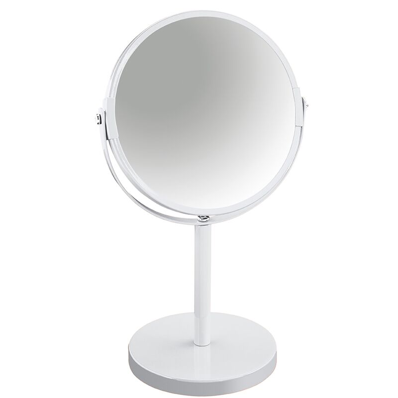 

colección Sydney, Espejo de pie para tocador o baño 17x17x27 (Reversible: 100% y x2 aumentos), Metal, Blanco - Blanc - Spirella
