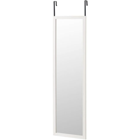 Espejo de Puerta Blanco 125x35 cm – Marco MDF, Ligero y Fácil de Colgar, Estilo Nórdico