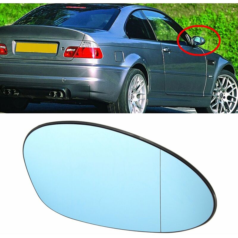 

Espejo de puerta de ala derecha de vidrio tintado azul para BMW 3 Series M3 E46 2001-2006