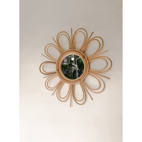 ESPEJO DE RATÁN FLOR S