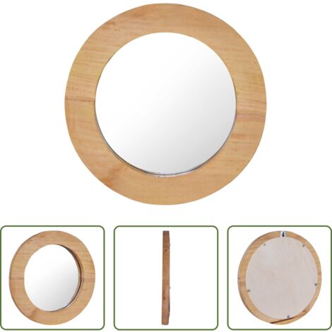 Espejo de teca -  Espejo de pared redondo teca 40 cm