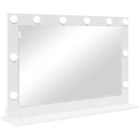 Espejo de Tocador con luces de tiras LED Blanco 80 x 15 x 18 cm vidaXL