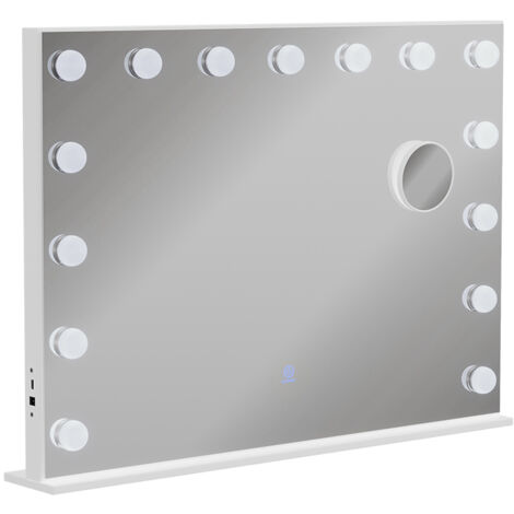 Espejo de tocador  Greta, Blanco, 58 x 47 cm con iluminación LED, Vicco