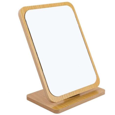 Espejo de tocador plegable de madera para mesa – 22 x 16 cm, espejo de pie cuadrado pequeño – espejo de tocador portátil – espejo de pie cuadrado de tamaño mediano