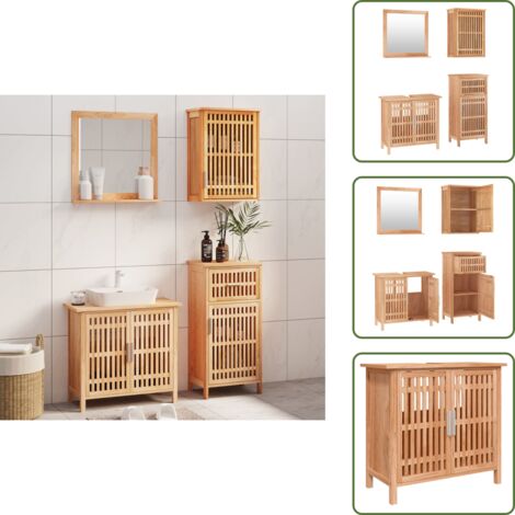Espejo de tocador - vidaXL Conjunto de muebles de baño 4 piezas madera maciza de nogal - Muebles de baño de nogal
