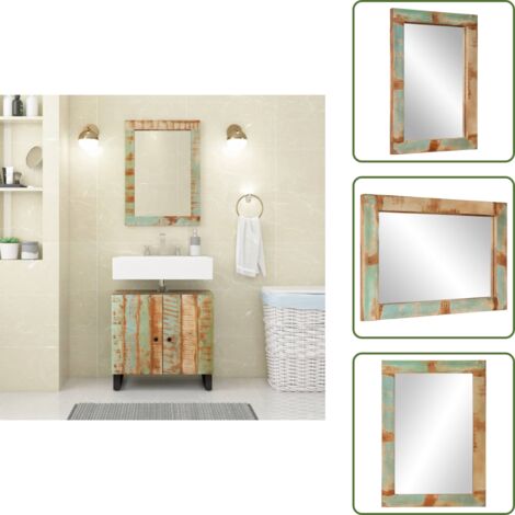 Espejo de vidrio - vidaXL Espejo de vidrio y madera maciza reciclada 70x50 cm - Espejo de madera reciclada