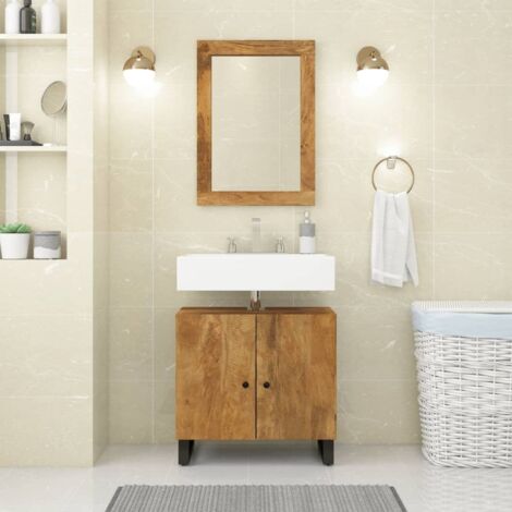 Espejo de vidrio y madera maciza de mango 70x50 cm vidaXL