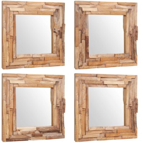 Espejo decorativo cuadrado teca 60x60 cm - Espejo de teca - Espejo cuadrado