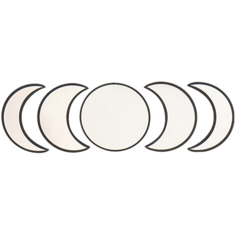 Espejo decorativo de madera “Lunar” [juego de 5] con marco de madera y panel de cristal acrílico [26,5 cm de diámetro] para una decoración de pared natural y bohemia.