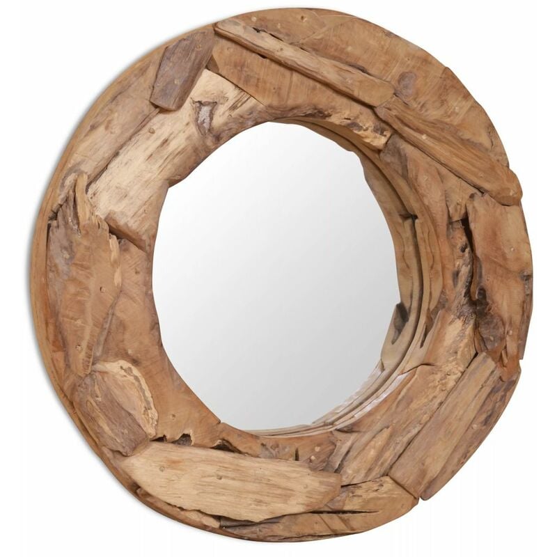 

Happyshopping - Espejo decorativo de teca 60 cm redondo