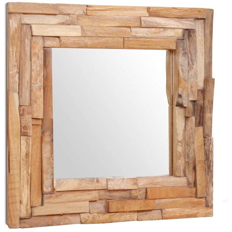 

Espejo decorativo de teca 60x60 cm cuadrado - Marrón
