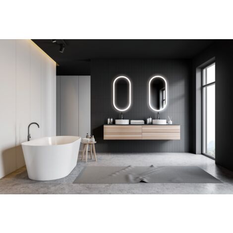 Espejo elÃ­ptico con marco acrÃ­lico iluminado para baÃ±os, vestidores, maquillaje - doble sensor on/off, anti-vaho,  luz frÃ­a,  retroiluminado