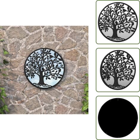 Espejo exterior - vidaXL Espejo de jardín redondo hierro negro uso exterior 40x2,5 cm - Espejo de hierro