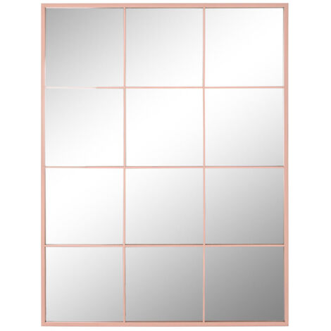 Espejo Hierro Cristal 90X1X120 Ventana Rosa Palo