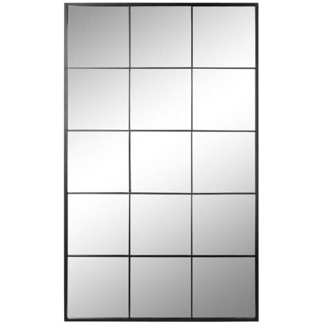 FIJALO Espejo Hierro Cristal 90X2X150 Ventana Negro