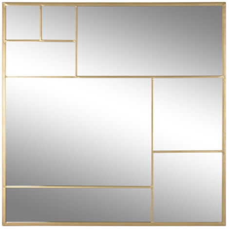 Espejo Hierro Cristal 90X2X90 Dorado