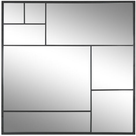 Espejo Hierro Cristal 90X2X90 Negro