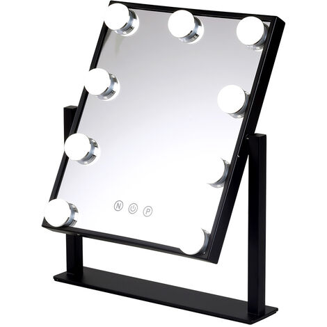 Espejo de tocador con luces de 25 x 21 pulgadas, espejo de tocador grande  Hollywood con luces, 17 bombillas, espejo compacto de aumento 10X, 3 modos