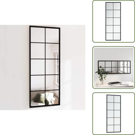 Espejo interior - vidaXL Espejo de pared metal negro 100x40 cm - Espejo de almacenamiento