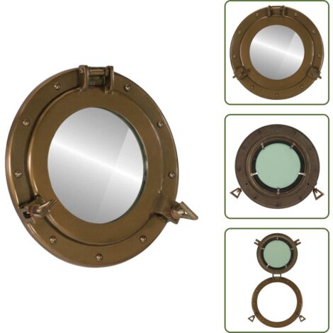 Espejo latón - vidaXL Espejo de ojo de buey de pared aluminio y vidrio Ø30 cm - Decoración náutica