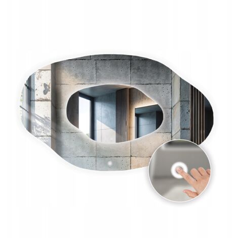 Espejo LED 80x55 cm Forma Irregular Ovalado Interruptor Táctil ARVEN