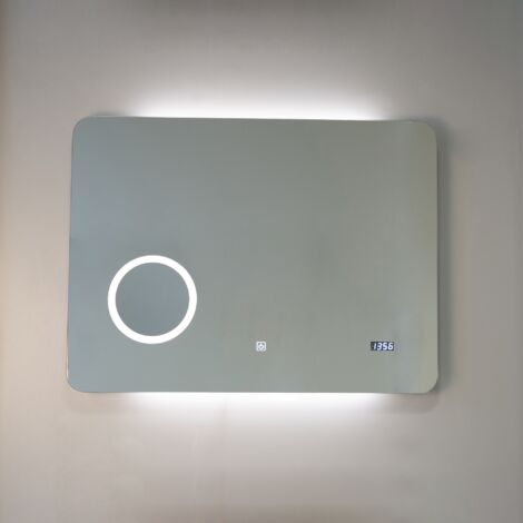 Espejo LED 80x60 con reloj digital