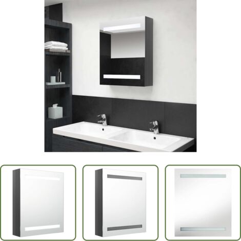 Espejo LED -  Armario de baño con espejo LED gris brillante 50x14x60 cm