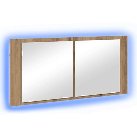 Espejo LED Cabinet con estante Roble artisan 100 x 12 x 45 cm vidaXL