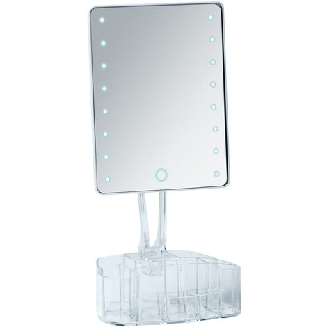 Espejo LED de pie con organizador Trenno