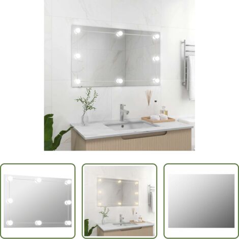 Espejo LED -  Espejo de pared sin marco con luces LED rectangular de vidrio