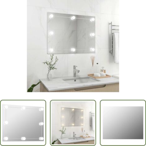 Espejo LED -  Espejo de pared sin marco con luces LED rectangular de vidrio