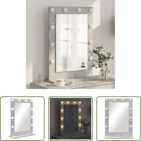 Espejo LED - Espejo de Tocador Rectangular Gris Concreto 70 x 50 x 18 cm