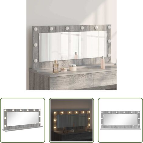 Espejo LED -  Espejo de Tocador Rectangular Gris Sonoma 100 x 45 x 18 cm