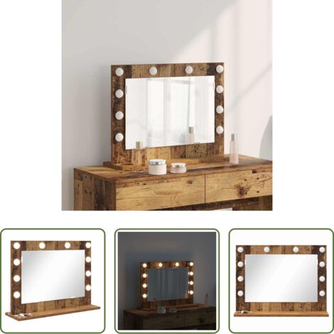 Espejo LED -  Espejo de Tocador Rectangular Madera vieja 60 x 45 x 18 cm