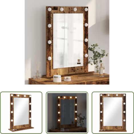 Espejo LED -  Espejo de Tocador Rectangular Madera vieja 70 x 50 x 18 cm
