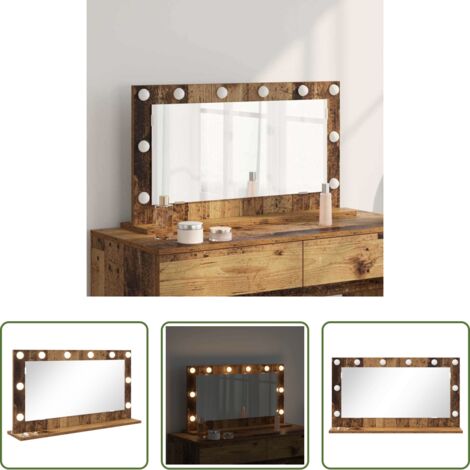 Espejo LED -  Espejo de Tocador Rectangular Madera vieja 80 x 45 x 18 cm