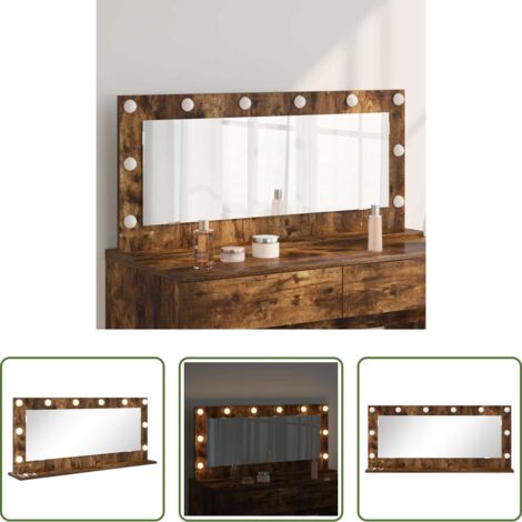 Espejo LED -  Espejo de Tocador Rectangular Roble ahumado 100 x 45 x 18 cm