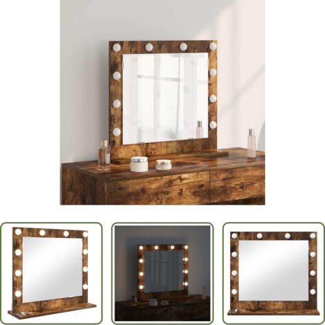 Espejo LED - Espejo de Tocador Rectangular Roble ahumado 60 x 55 x 18 cm