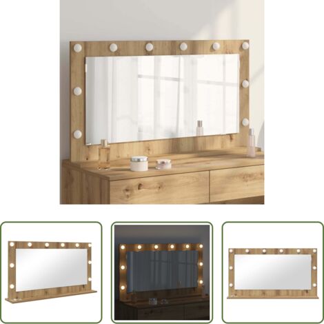 Espejo LED -  Espejo de Tocador Rectangular Roble artesanal 100 x 55 x 18 cm