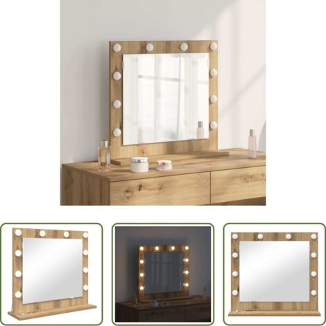 Espejo LED -  Espejo de Tocador Rectangular Roble artesanal 60 x 55 x 18 cm