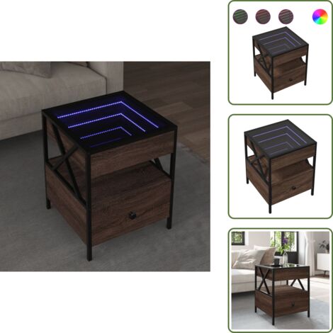 Espejo led infinity - vidaXL Mesa de centro con Infinity LED marrón roble 40x40x51 cm - Mesa de salón