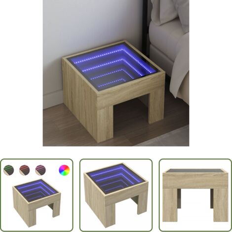Espejo LED -  Mesita de noche con Infinity LED roble Sonoma 40x40x30 cm