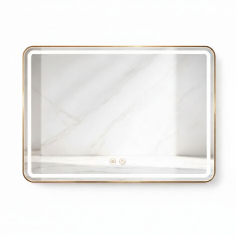 Espejo LED rectangular - 80 x 60 cm - Doble iluminación LED frontal y trasera - Oro - VALORIA